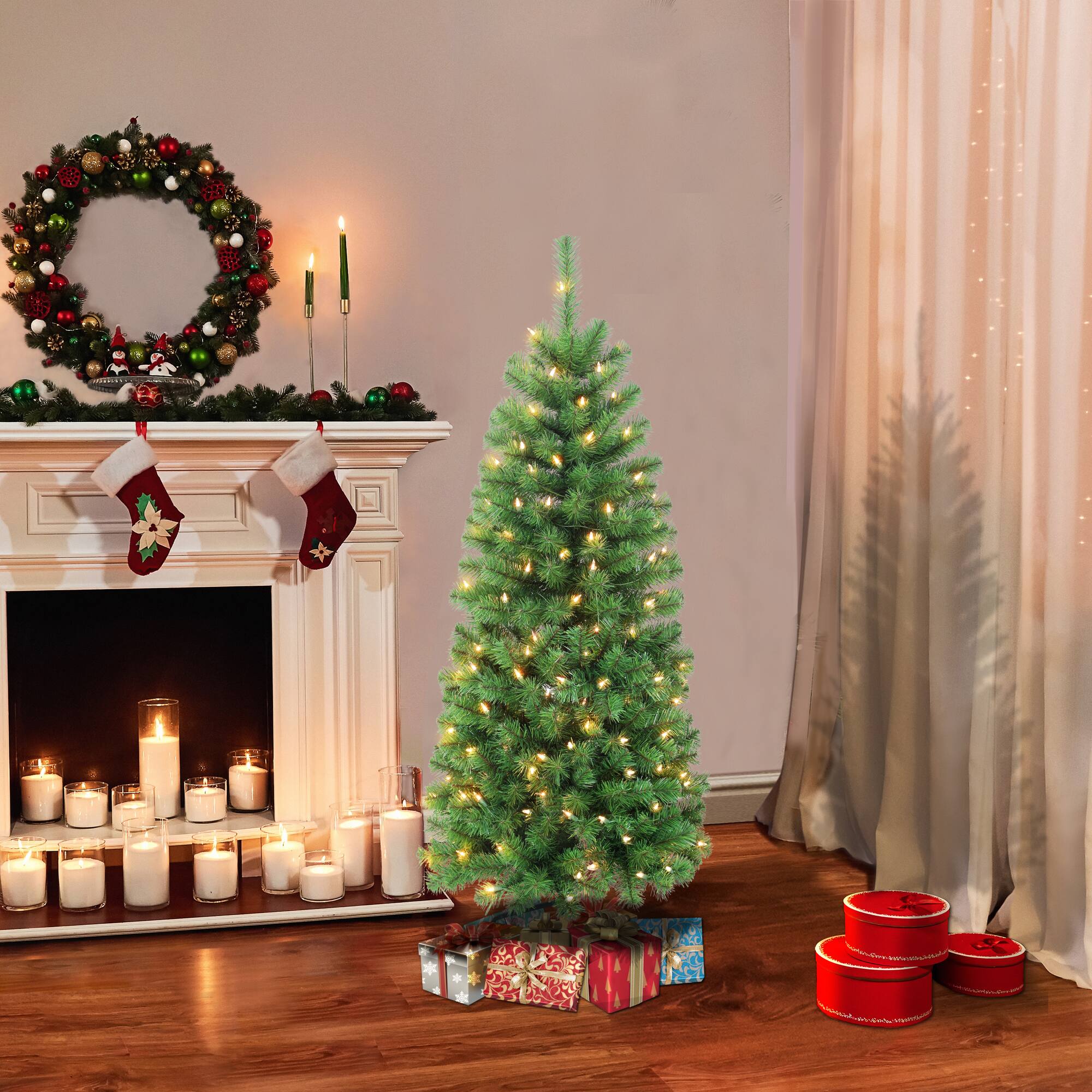 6 Pack: 4.5ft. Pre-Lit Northern Fir Artificial Christmas Tree